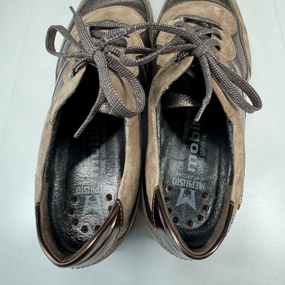 Mephisto Mobils Patrizia Brown Leather Wedge Sneakers Womens Size 7.5 US 5 EUR